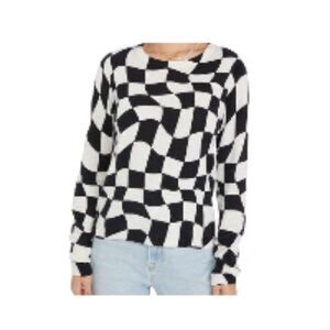 Sanctuary Printed Crewneck Sweater Black/White Small NWT